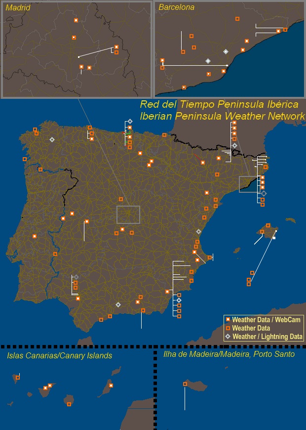 Mesomap of Iberian Peninsula Weather Network Stations